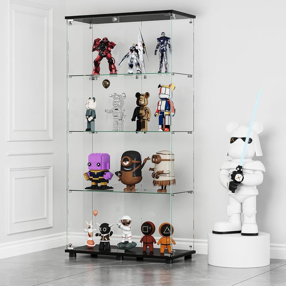 Glass Cabinet Display - Glass Display Cabinet with 4-Shel Double