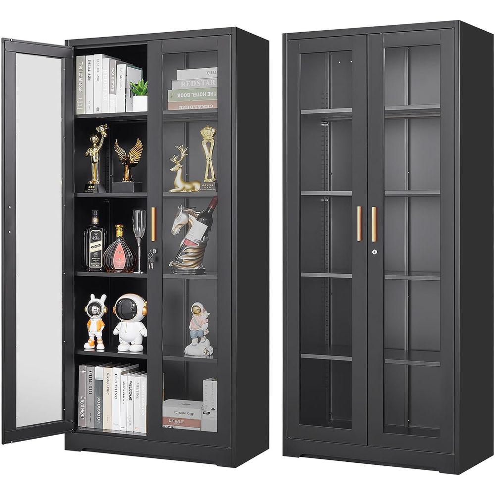 Glass Cabinet Display - Glass Display Cabinet with Lock, Metal