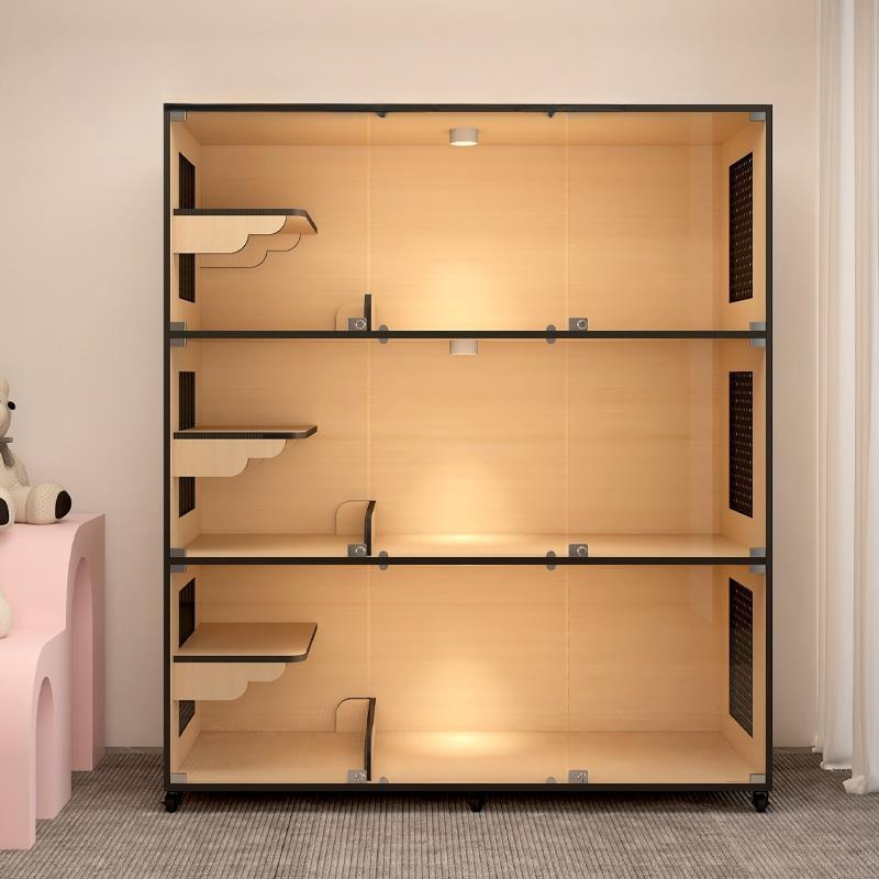 Glass Cabinet Display - Pet store cat display cabinet double-sided