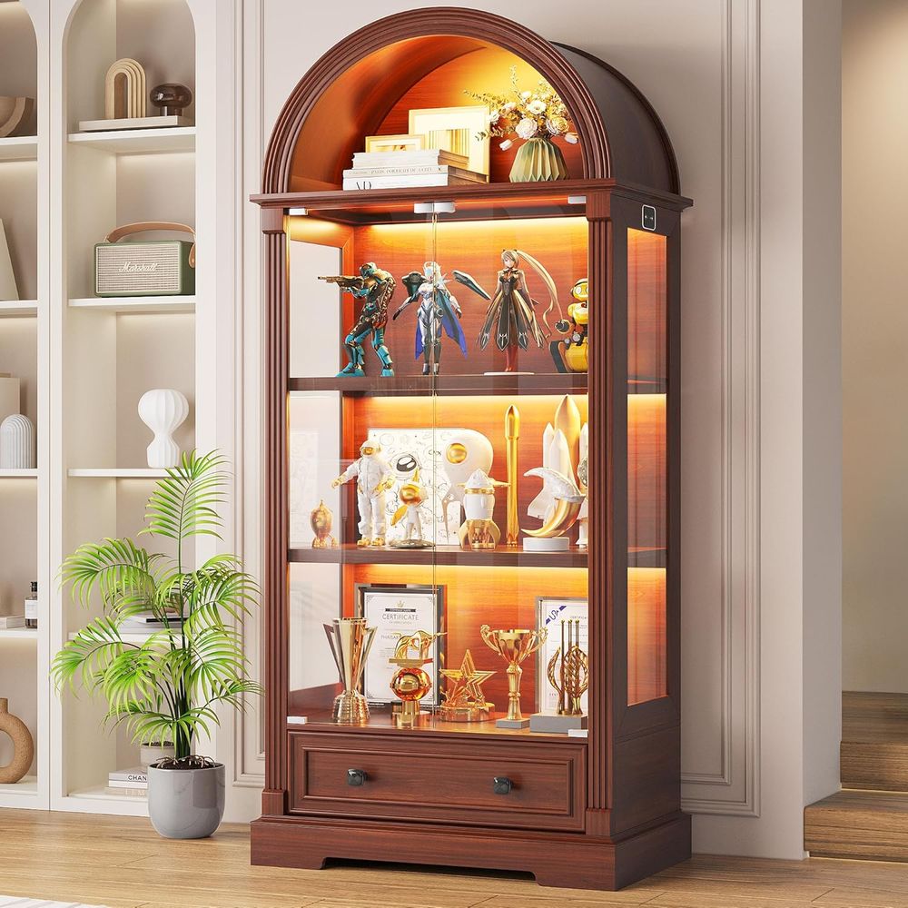 Glass Cabinet Display - Curio Cabinet with Glass Do& LED