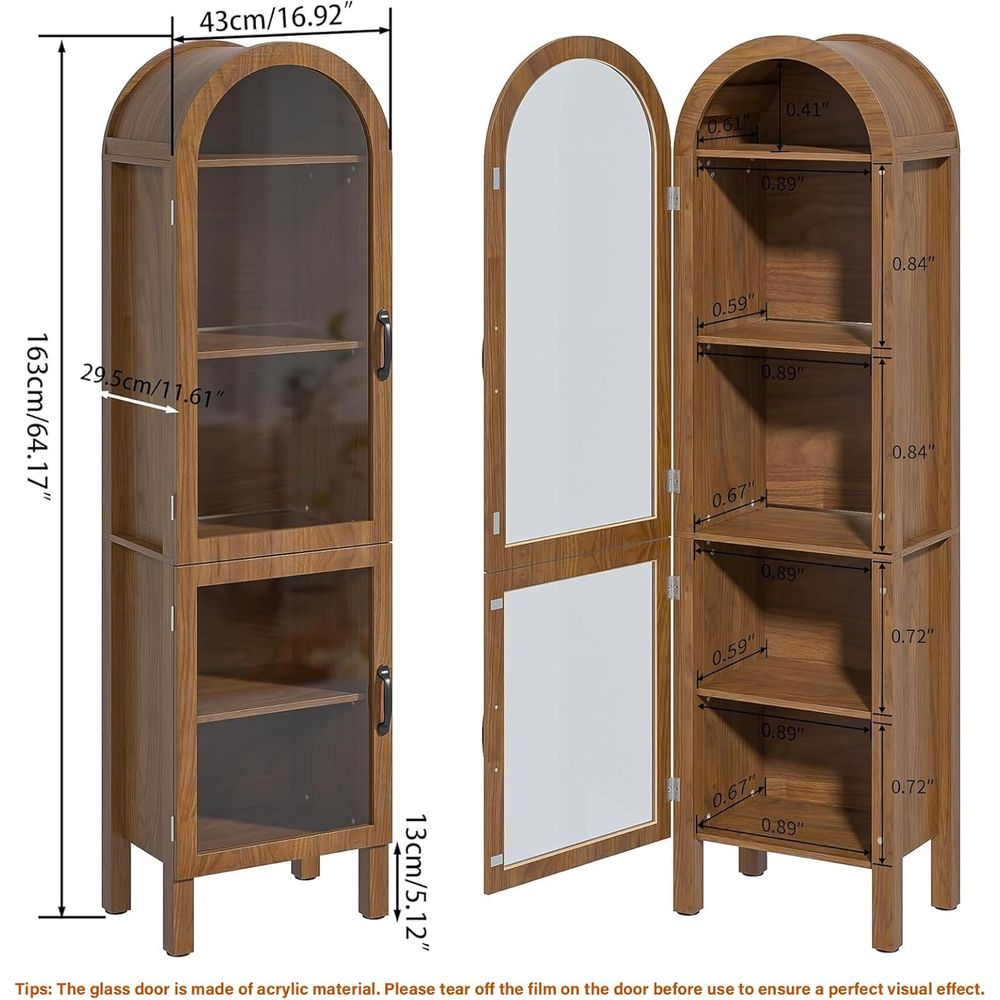 64.17 in Tall Arched Display C - огляд і ціна Glass Cabinet Display