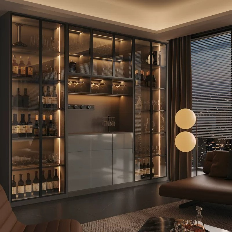 Light luxury Italian dining si - огляд і ціна Glass Cabinet Display