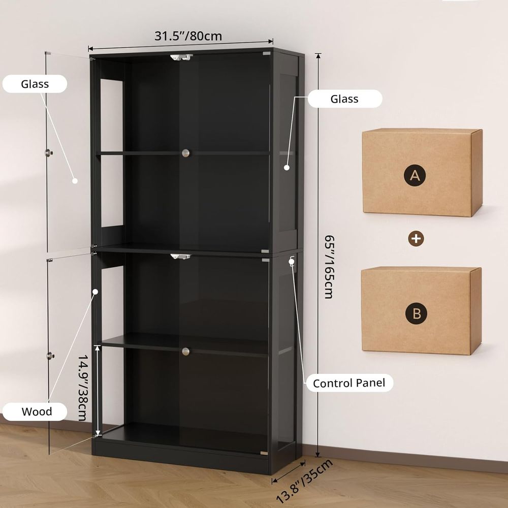 65 Glass Door Display Cabinet, - огляд і ціна Glass Cabinet Display