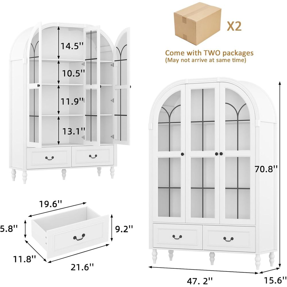 70.8'' Tall Arched Kitchen Pan - огляд і ціна Glass Cabinet Display