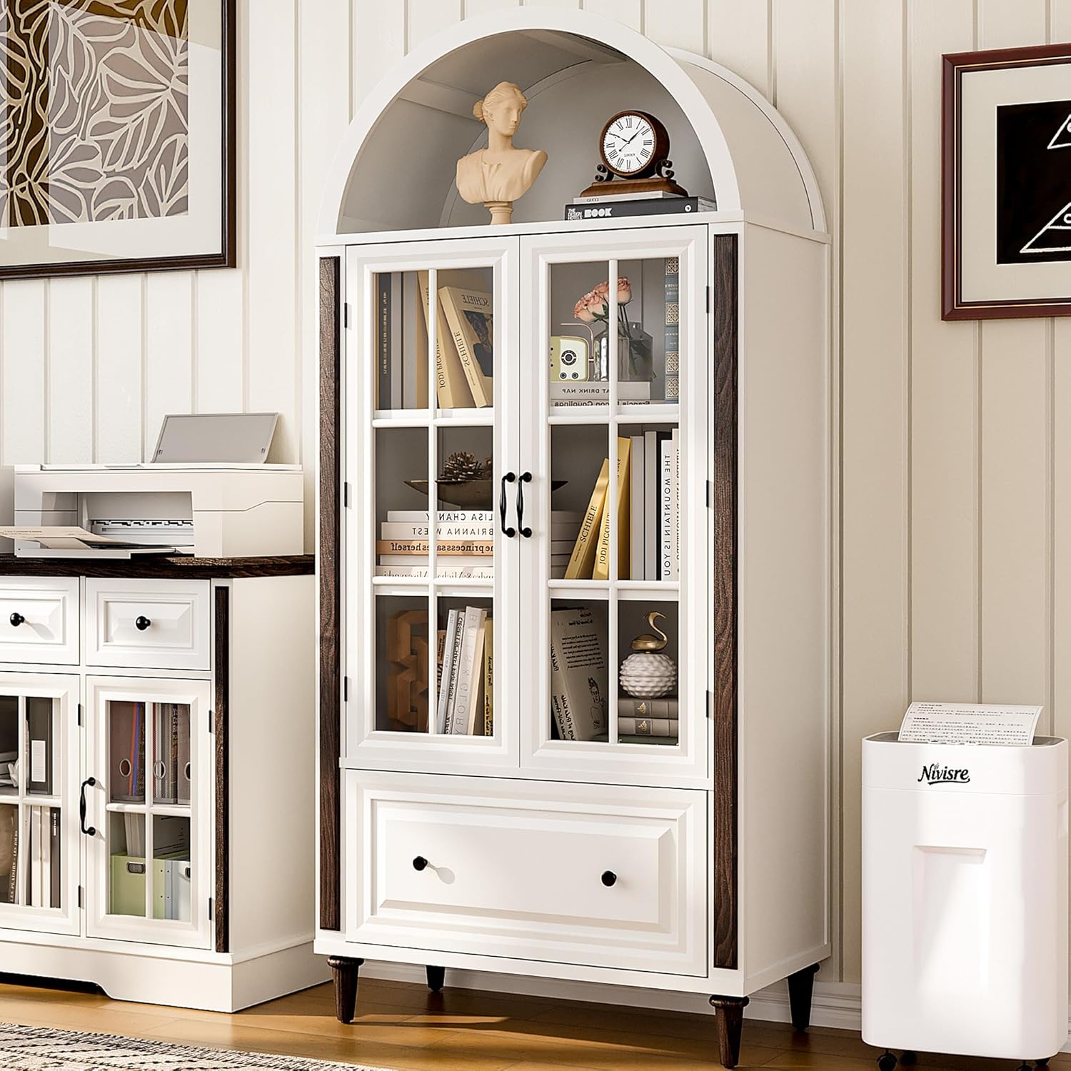 71” Handcrafted Arched Bookcas - огляд і ціна Glass Cabinet Display