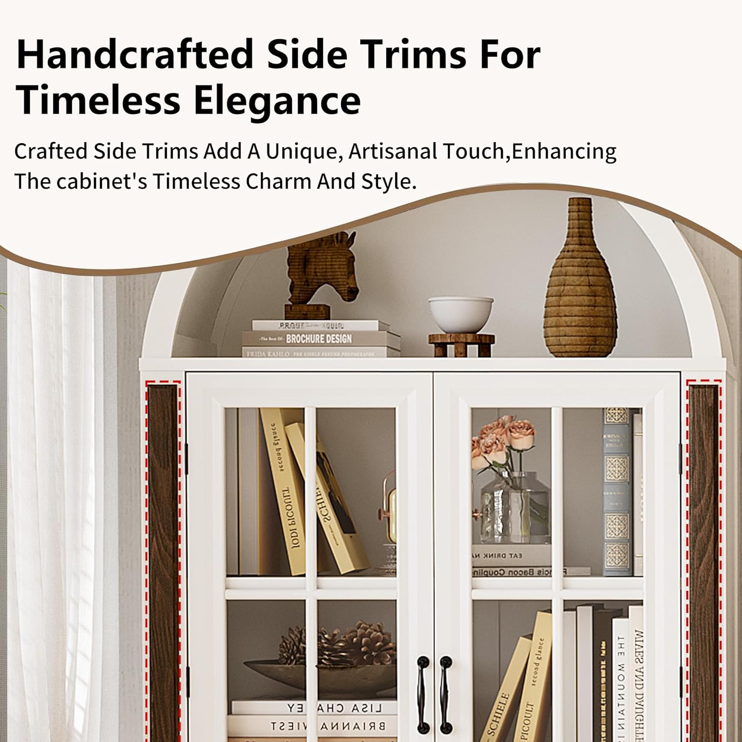 71” Handcrafted Arched Bookcas - огляд і ціна Glass Cabinet Display