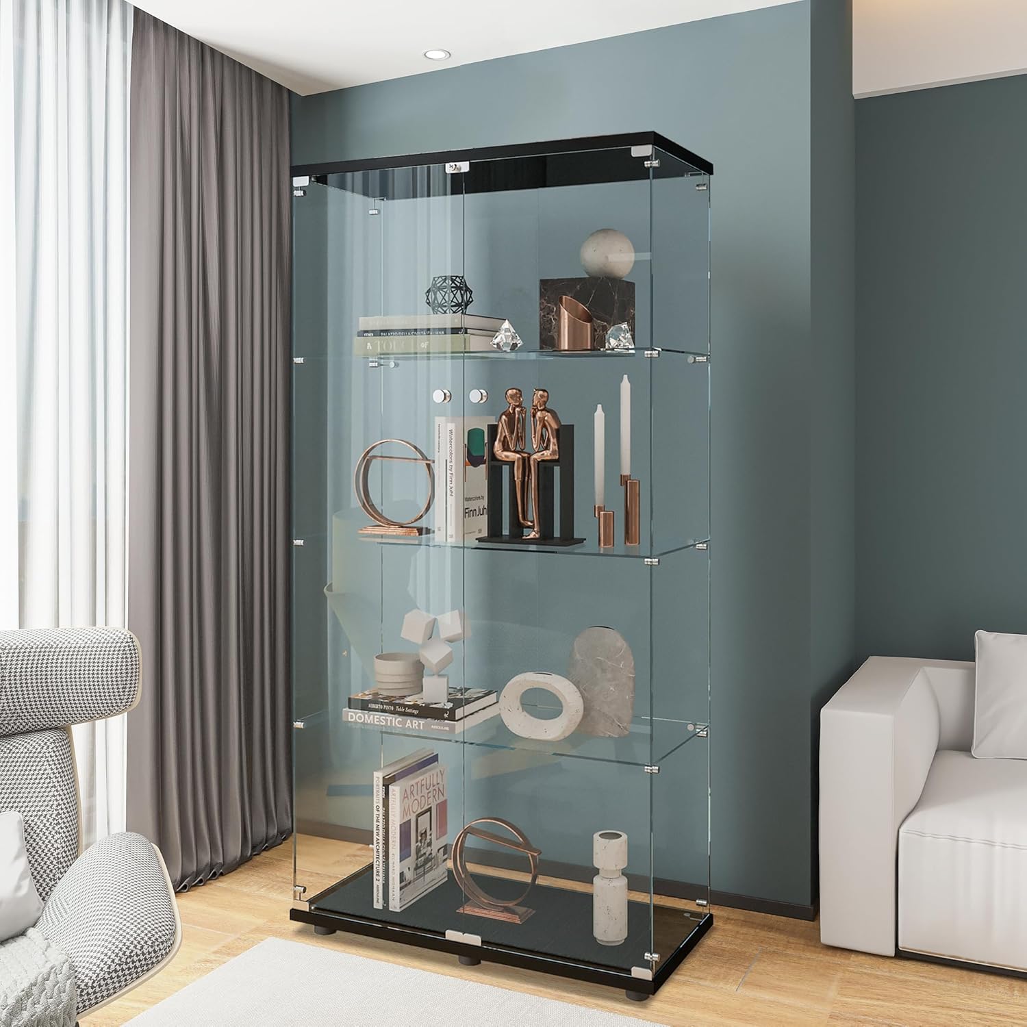 Glass Display Cabinet with 4 S - огляд і ціна Glass Cabinet Display