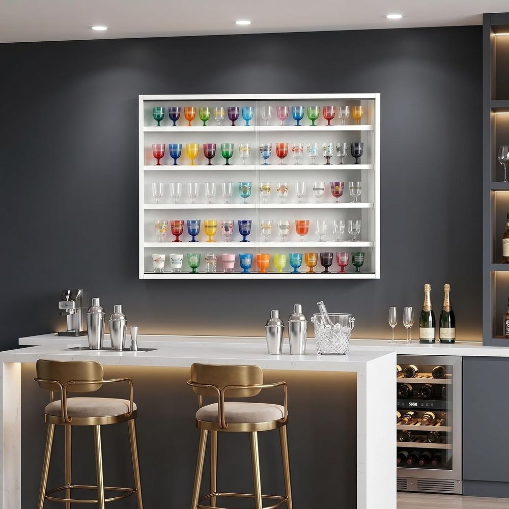 5-Tier Wall-Mounted Shot Glass - огляд і ціна Glass Cabinet Display