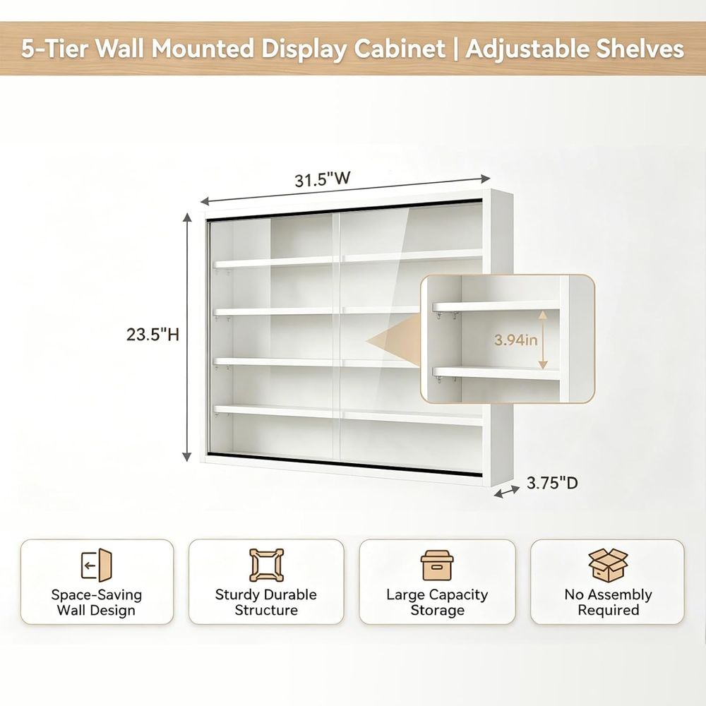 5-Tier Wall-Mounted Shot Glass - огляд і ціна Glass Cabinet Display